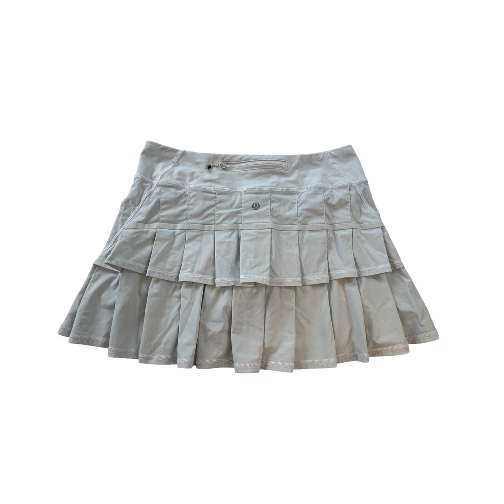 Lululemon Pace Setter Pleated Back Light Grey Running Tennis Skirt Skort 6